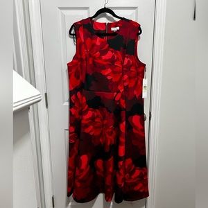 NWT Calvin Klein Red Flower Dress